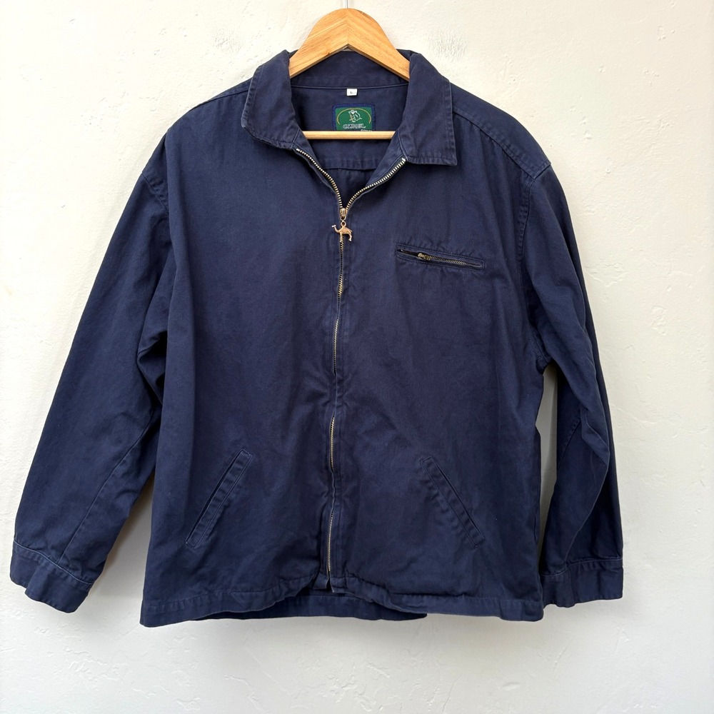 Camel Vintage Work Jacket Men Size Large Blue Full Zip 90's 1996